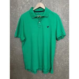 American Eagle Men's Green Polo Shirt Large